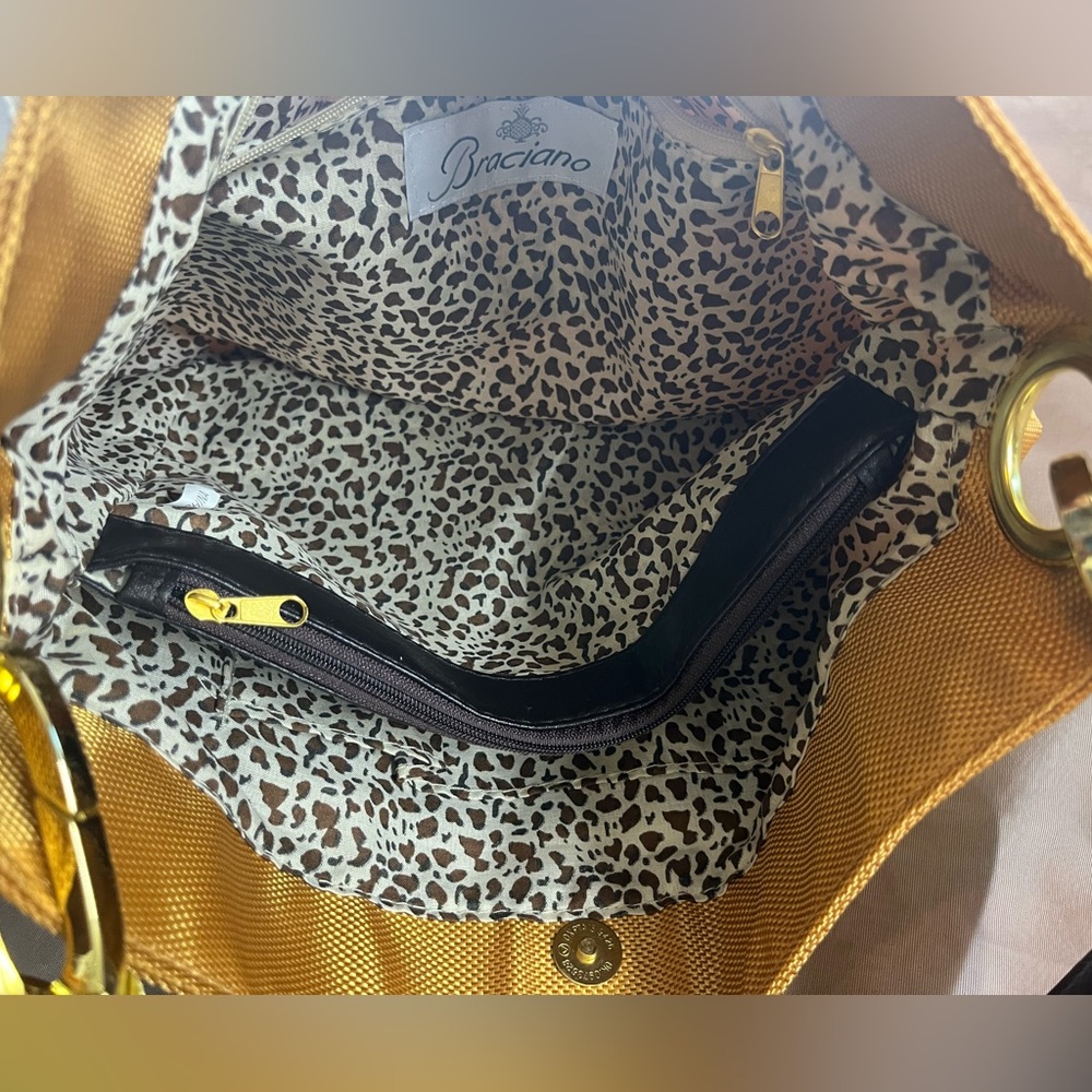 Braciano Gold Tote with Leopard Print Lining - Picture 13 of 16